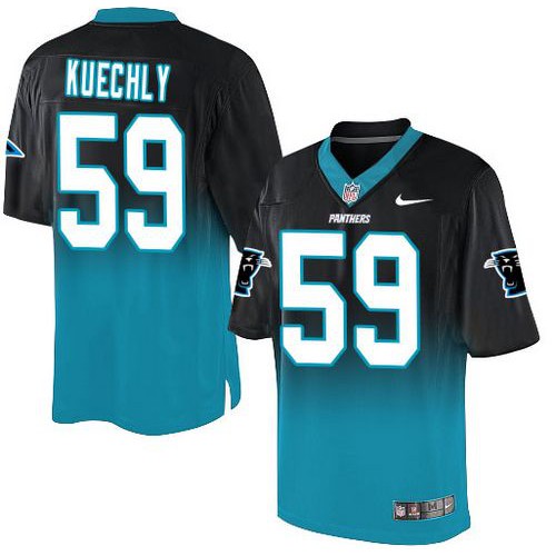 Carolina Panthers #59 Luke Kuechly Black/Blue Men's Stitched Elite Fadeaway Fashion Jersey Men's cheap jerseys for sale - CheapJerseys.Shop