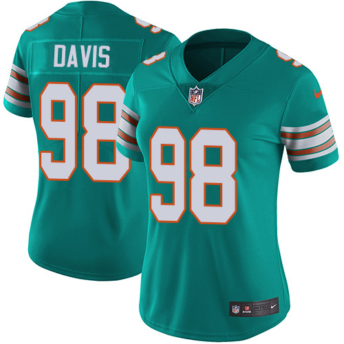 Miami Dolphins #98 Raekwon Davis Aqua Green Alternate Women's Stitched Vapor Untouchable Limited Jersey Womens cheap jerseys for sale - CheapJerseys.Shop