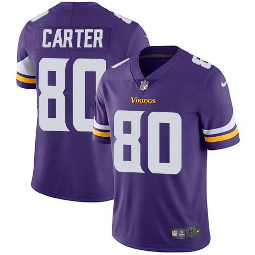 Minnesota Vikings #80 Cris Carter Purple Team Color Men's Stitched Vapor Untouchable Limited Jersey Men's cheap jerseys for sale - CheapJerseys.Shop