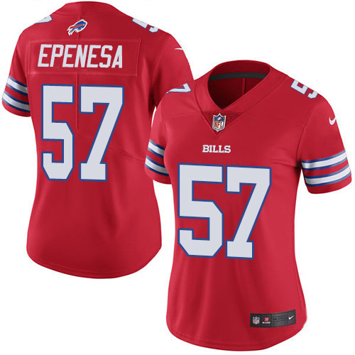 Buffalo Bills #57 A.J. Epenesas Red Women's Stitched Limited Rush Jersey Womens cheap jerseys for sale - CheapJerseys.Shop