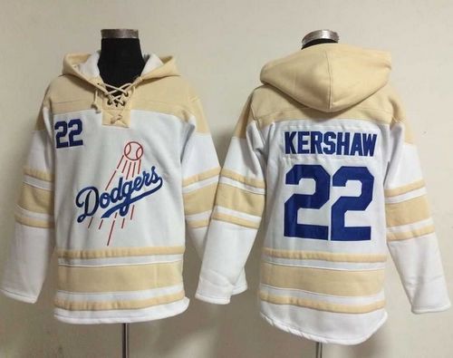 Dodgers #22 Clayton Kershaw White Sawyer Hooded Sweatshirt Hoodie cheap jerseys for sale - CheapJerseys.Shop