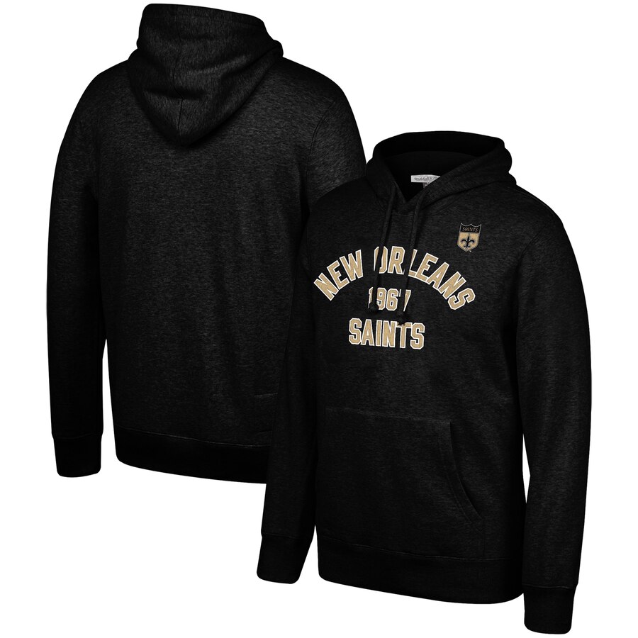 New Orleans Saints Mitchell & Ness Team History Pullover Hoodie Black cheap jerseys for sale - CheapJerseys.Shop