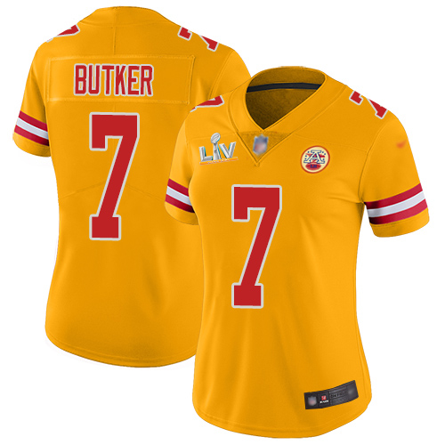 Chiefs #7 Harrison Butker Gold Women's Super Bowl LV Bound Stitched Limited Inverted Legend Jersey cheap jerseys for sale - CheapJerseys.Shop