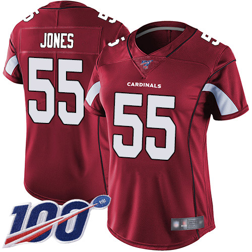 Arizona Cardinals #55 Chandler Jones Red Team Color Women's Stitched 100th Season Vapor Limited Jersey Womens cheap jerseys for sale - CheapJerseys.Shop