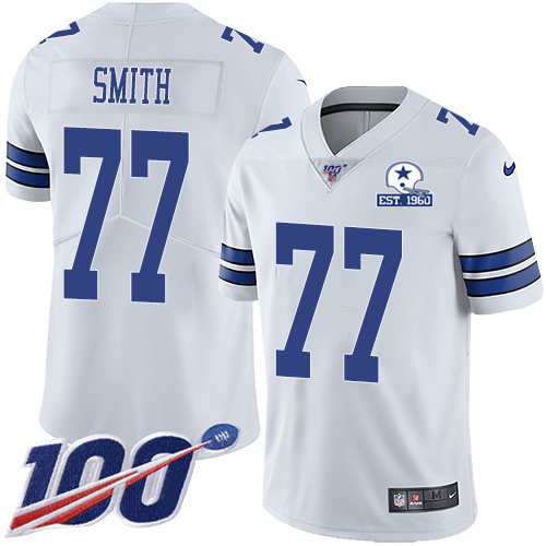 Dallas Cowboys #77 Tyron Smith White Men's Stitched With Established In 1960 Patch 100th Season Vapor Untouchable Limited Jersey Men's cheap jerseys for sale - CheapJerseys.Shop