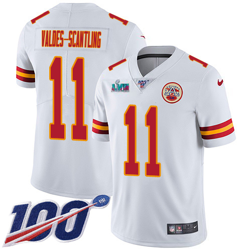 Chiefs #11 Marquez Valdes-Scantling White Super Bowl LVII Patch Men's Stitched 100th Season Vapor Limited Jersey cheap jerseys for sale - CheapJerseys.Shop