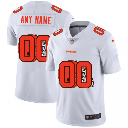 Cleveland Browns Custom White Men's Team Logo Dual Overlap Limited Jersey cheap jerseys for sale - CheapJerseys.Shop