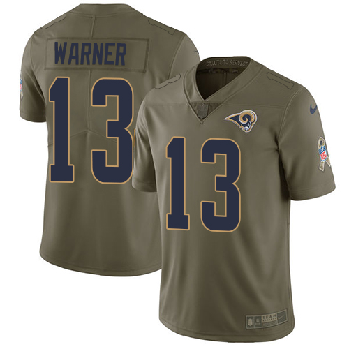 Los Angeles Rams #13 Kurt Warner Olive Men's Stitched Limited 2017 Salute to Service Jersey Men's cheap jerseys for sale - CheapJerseys.Shop