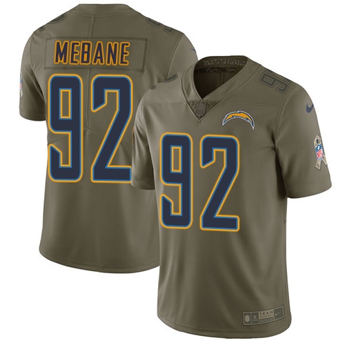 Los Angeles Chargers #92 Brandon Mebane Olive Men's Stitched Limited 2017 Salute To Service Jersey Men's cheap jerseys for sale - CheapJerseys.Shop
