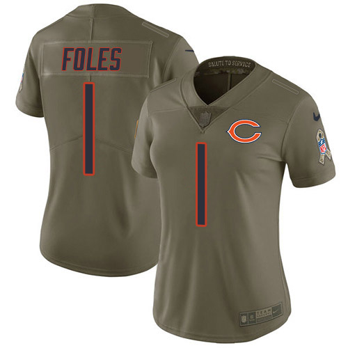 Bears #1 Justin Fields Olive Women's Stitched Limited 2017 Salute To Service Jersey cheap jerseys for sale - CheapJerseys.Shop