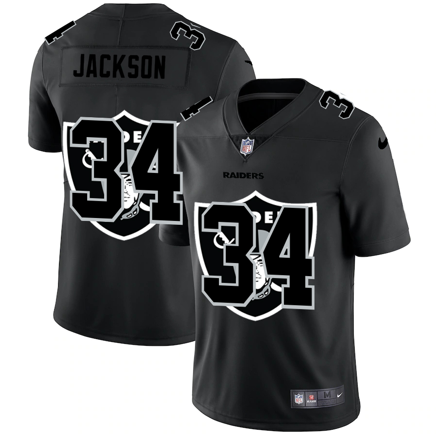 Las Vegas Raiders #34 Bo Jackson Men's Team Logo Dual Overlap Limited Jersey Black cheap jerseys for sale - CheapJerseys.Shop