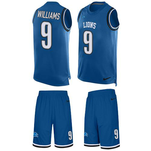 Lions #9 Jameson Williams Blue Team Color Men's Stitched Limited Tank Top Suit Jersey cheap jerseys for sale - CheapJerseys.Shop