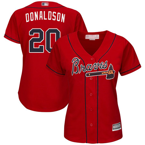 Atlanta Braves #20 Josh Donaldson Red Alternate Women's Stitched Jersey Womens cheap jerseys for sale - CheapJerseys.Shop