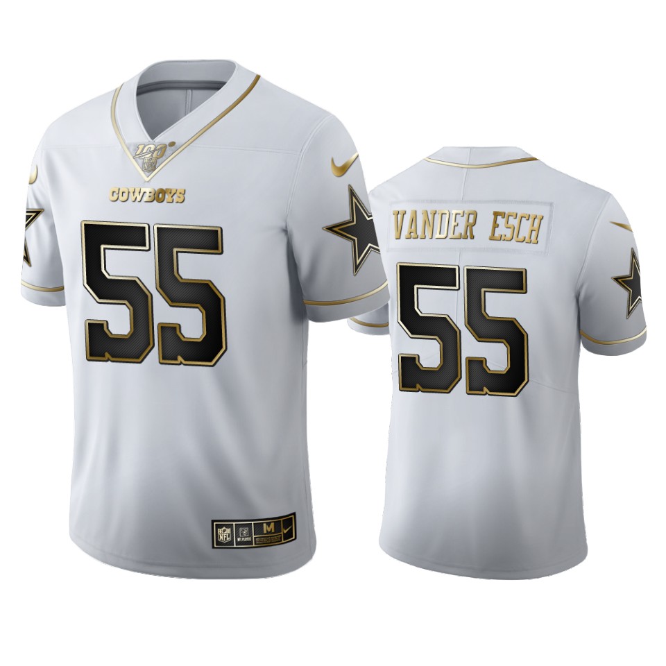 Dallas Cowboys #55 Leighton Vander Esch Men's White Golden Edition Vapor Limited 100 Jersey cheap jerseys for sale - CheapJerseys.Shop