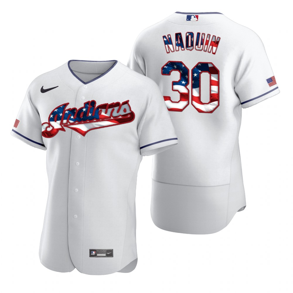 Cleveland Guardians #30 Tyler Naquin Men's White Fluttering USA Flag Limited Edition Authentic Jersey cheap jerseys for sale - CheapJerseys.Shop