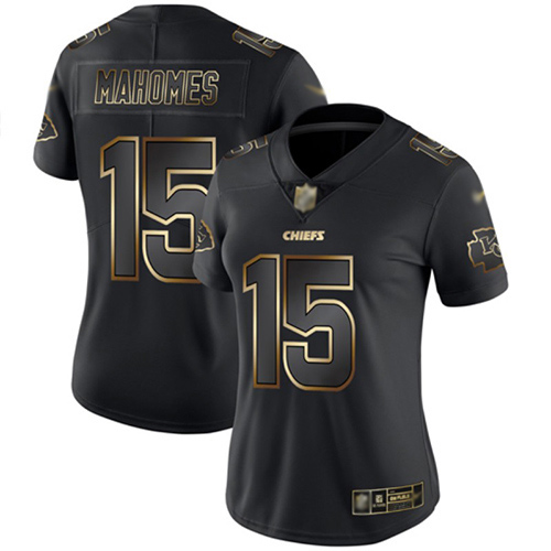 Chiefs #15 Patrick Mahomes Black/Gold Women's Stitched Vapor Untouchable Limited Jersey cheap jerseys for sale - CheapJerseys.Shop