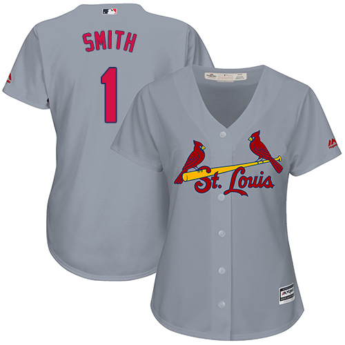 St.Louis Cardinals #1 Ozzie Smith Grey Road Women's Stitched Jersey Womens cheap jerseys for sale - CheapJerseys.Shop