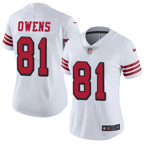 San Francisco 49ers #81 Terrell Owens White Rush Women's Stitched Vapor Untouchable Limited Jersey Womens cheap jerseys for sale - CheapJerseys.Shop