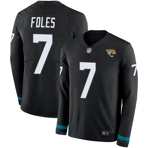 Jacksonville Jaguars #7 Nick Foles Black Team Color Men's Stitched Limited Therma Long Sleeve Jersey Men's cheap jerseys for sale - CheapJerseys.Shop