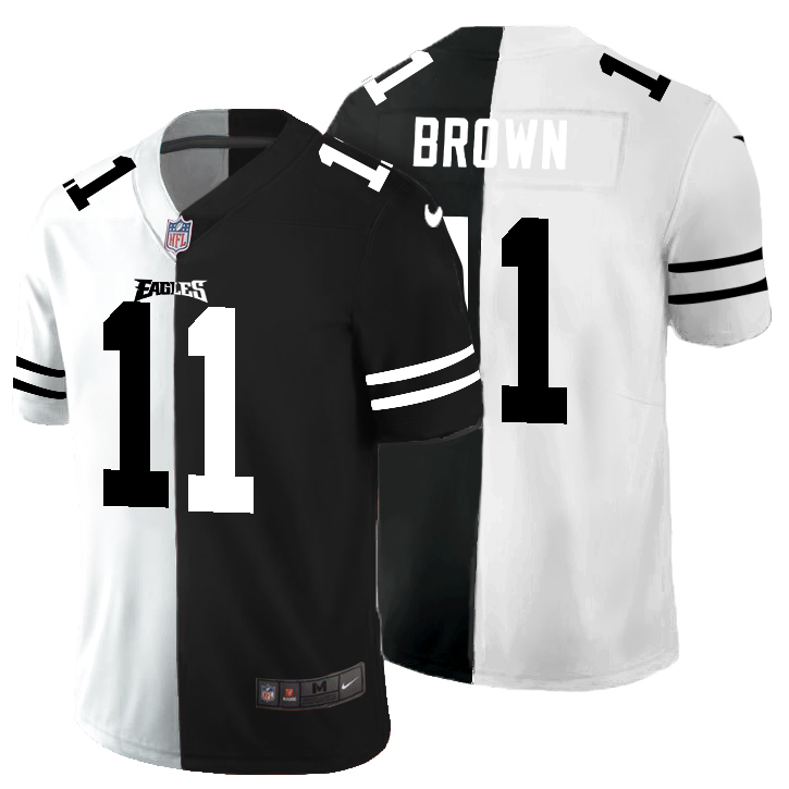 Philadelphia Eagles #11 A.J. Brown Men's Black V White Peace Split Vapor Untouchable Limited Jersey cheap jerseys for sale - CheapJerseys.Shop