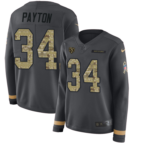 Bears #34 Walter Payton Anthracite Salute To Service Women's Stitched Limited Therma Long Sleeve Jersey cheap jerseys for sale - CheapJerseys.Shop