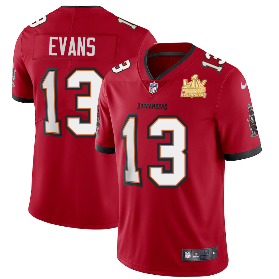Tampa Bay Buccaneers #13 Mike Evans Men's Super Bowl LV Champions Patch Red Vapor Limited Jersey cheap jerseys for sale - CheapJerseys.Shop