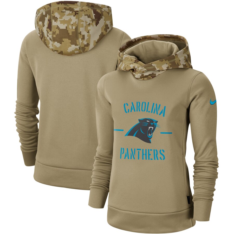 Women's Carolina Panthers Khaki 2019 Salute To Service Therma Pullover Hoodie cheap jerseys for sale - CheapJerseys.Shop