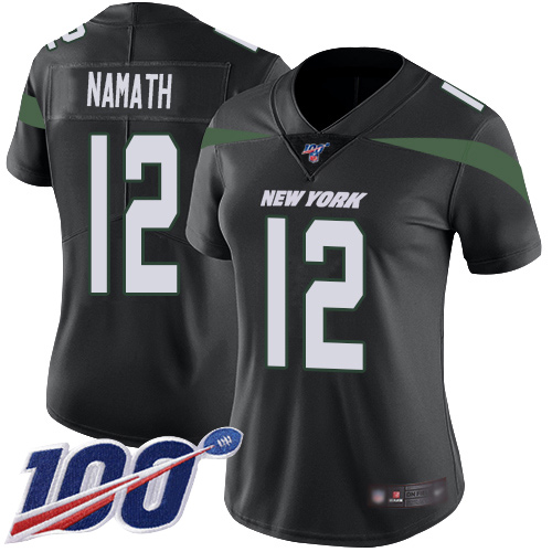 Jets #12 Joe Namath Black Alternate Women's Stitched 100th Season Vapor Limited Jersey cheap jerseys for sale - CheapJerseys.Shop