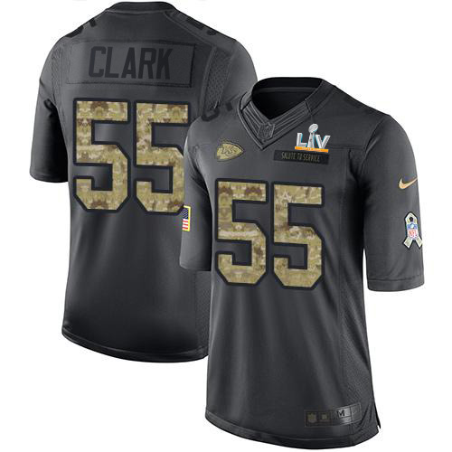 Kansas City Chiefs #55 Frank Clark Black Men's Super Bowl LV Bound Stitched Limited 2016 Salute to Service Jersey Men's cheap jerseys for sale - CheapJerseys.Shop