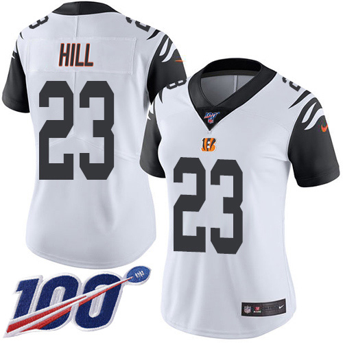 Bengals #23 Daxton Hill White Women's Stitched Limited Rush 100th Season Jersey cheap jerseys for sale - CheapJerseys.Shop
