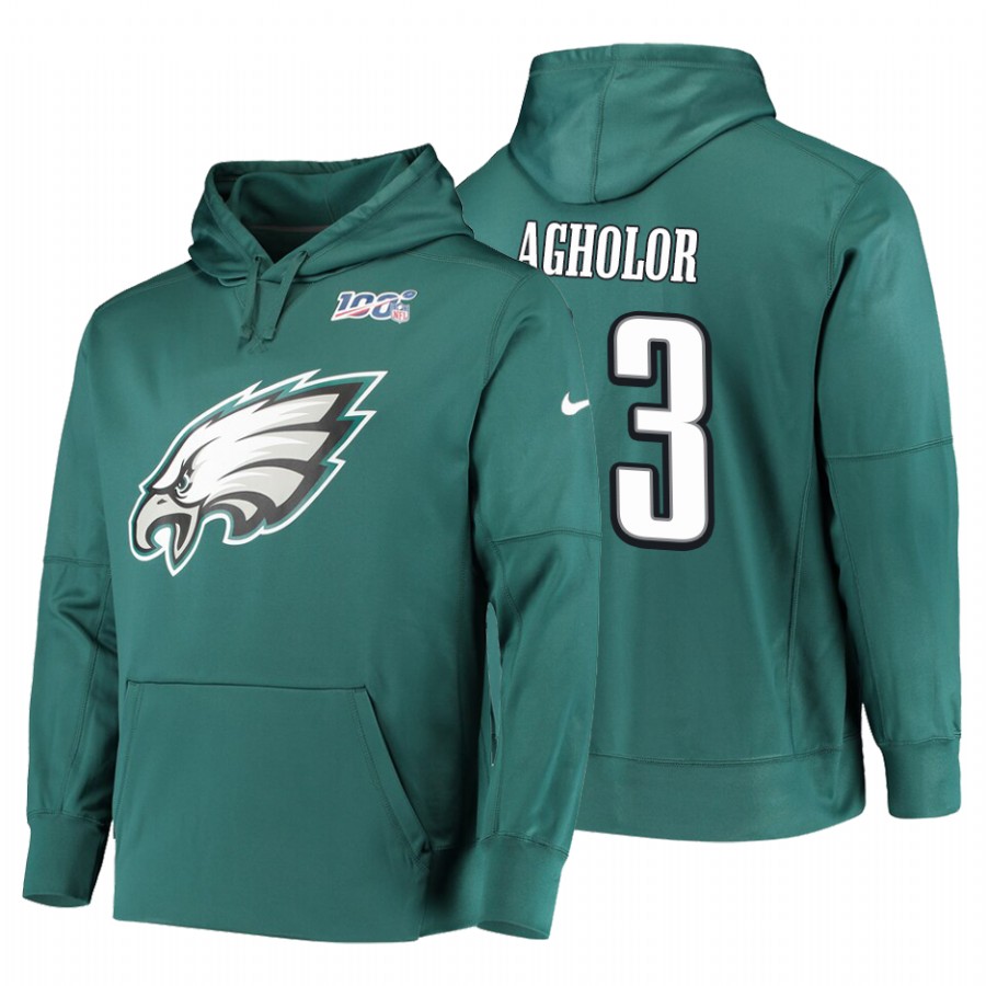 Philadelphia Eagles #13 Nelson Agholor 100 Primary Logo Circuit Name & Number Pullover Hoodie Midnight Green cheap jerseys for sale - CheapJerseys.Shop