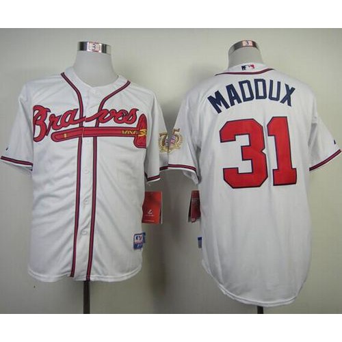 Atlanta Braves #31 Greg Maddux White Cool Base Stitched Jersey Men's cheap jerseys for sale - CheapJerseys.Shop