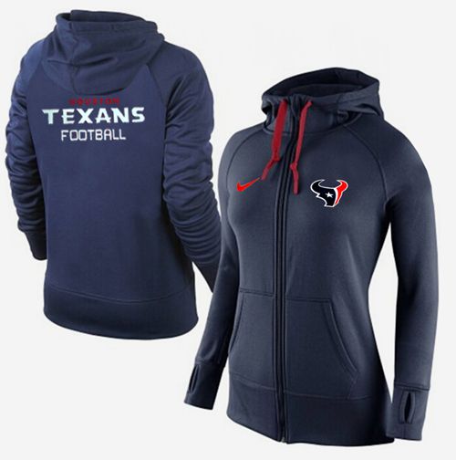 Women's Houston Texans Full-Zip Performance Hoodie Dark Blue cheap jerseys for sale - CheapJerseys.Shop