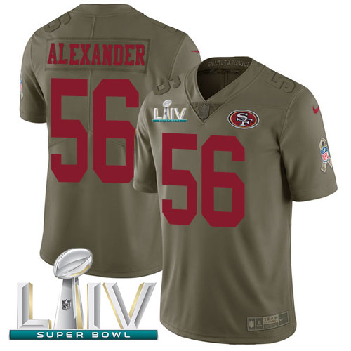 San Francisco 49ers #56 Kwon Alexander Olive Super Bowl LIV 2020 Men's Stitched Limited 2017 Salute To Service Jersey Men's cheap jerseys for sale - CheapJerseys.Shop