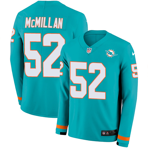 Miami Dolphins #52 Raekwon McMillan Aqua Green Team Color Men's Stitched Limited Therma Long Sleeve Jersey Men's cheap jerseys for sale - CheapJerseys.Shop