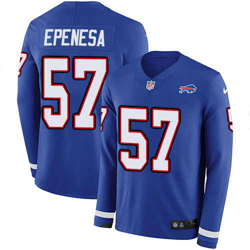 Buffalo Bills #57 A.J. Epenesas Royal Blue Team Color Men's Stitched Limited Therma Long Sleeve Jersey Men's cheap jerseys for sale - CheapJerseys.Shop
