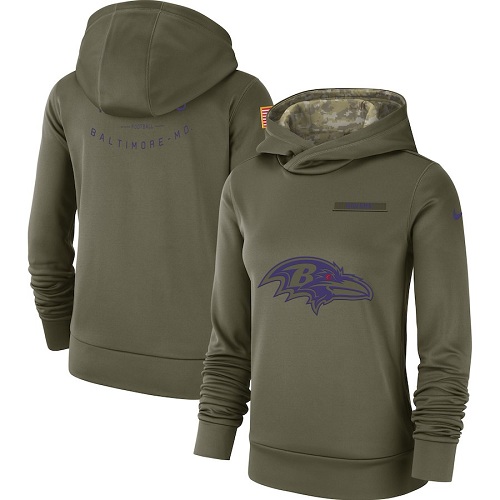 Women's Baltimore Ravens Olive Salute To Service Sideline Therma Performance Pullover Hoodie cheap jerseys for sale - CheapJerseys.Shop