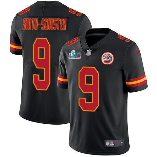 Chiefs #9 JuJu Smith-Schuster Black Super Bowl LVII Patch Men's Stitched Limited Rush Jersey cheap jerseys for sale - CheapJerseys.Shop