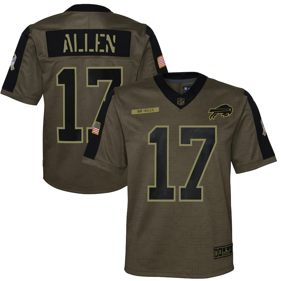 Buffalo Bills #17 Josh Allen Olive Youth 2021 Salute To Service Game Jersey cheap jerseys for sale - CheapJerseys.Shop