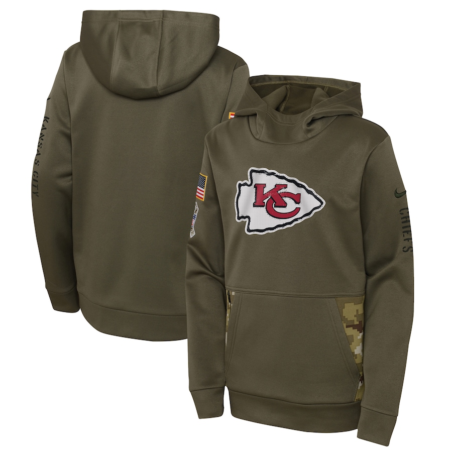 Kansas City Chiefs Youth 2022 Salute To Service Performance Pullover Hoodie - Olive cheap jerseys for sale - CheapJerseys.Shop