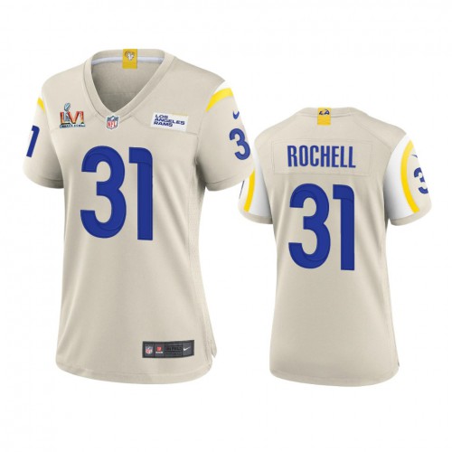 Los Angeles Los Angeles Rams #31 Robert Rochell Women's Super Bowl LVI Patch Game Jersey - Bone Womens cheap jerseys for sale - CheapJerseys.Shop