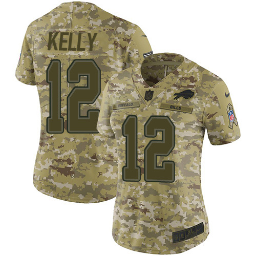 Bills #12 Jim Kelly Camo Women's Stitched Limited 2018 Salute To Service Jersey cheap jerseys for sale - CheapJerseys.Shop