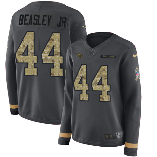 Tennessee Titans #44 Vic Beasley Jr Anthracite Salute to Service Women's Stitched Limited Therma Long Sleeve Jersey Womens cheap jerseys for sale - CheapJerseys.Shop