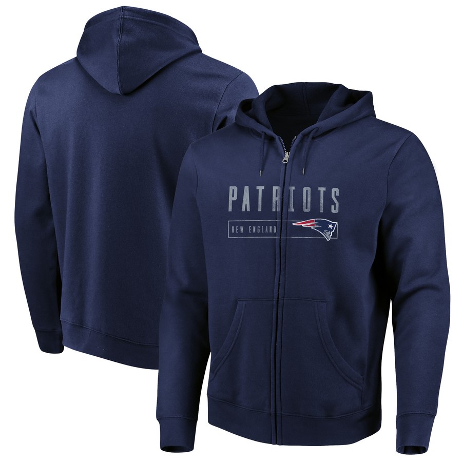 New England Patriots Majestic Hyper Stack Full-Zip Hoodie Navy cheap jerseys for sale - CheapJerseys.Shop
