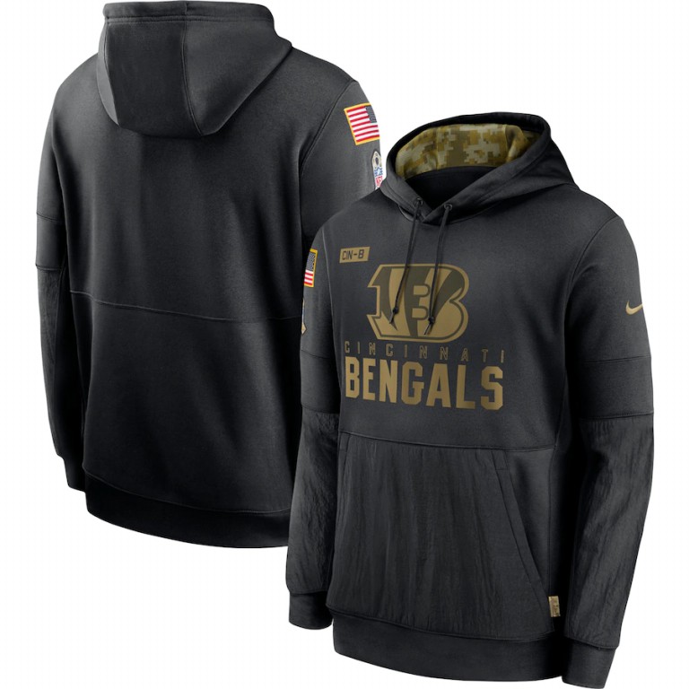 Cincinnati Bengals 2020 Salute To Service Sideline Performance Pullover Hoodie Black cheap jerseys for sale - CheapJerseys.Shop