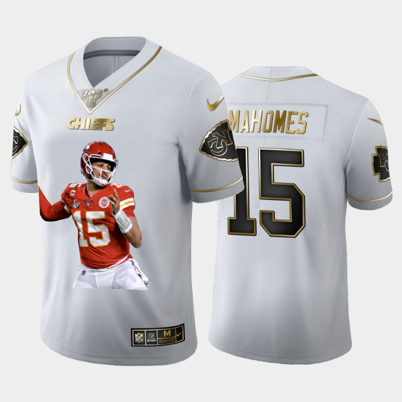Kansas City Chiefs #15 Patrick Mahomes Team Hero Vapor Limited 100 Jersey White Golden cheap jerseys for sale - CheapJerseys.Shop