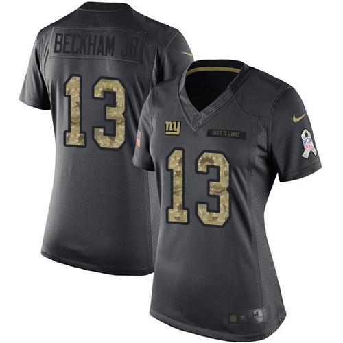 New York Giants #13 Odell Beckham Jr Black Women's Stitched Limited 2016 Salute to Service Jersey Womens cheap jerseys for sale - CheapJerseys.Shop