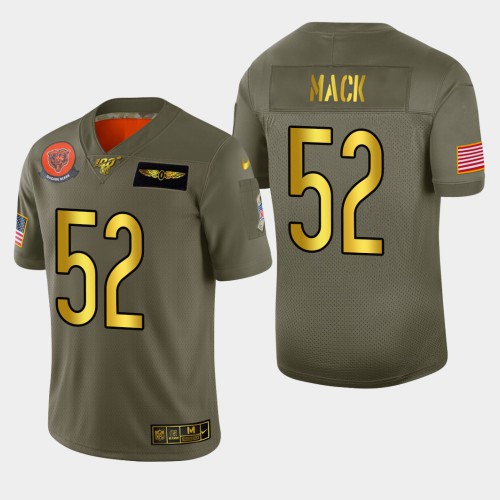 Chicago Chicago Bears #52 Khalil Mack Men's Olive Gold 2019 Salute to Service Limited 100 Jersey Men's cheap jerseys for sale - CheapJerseys.Shop