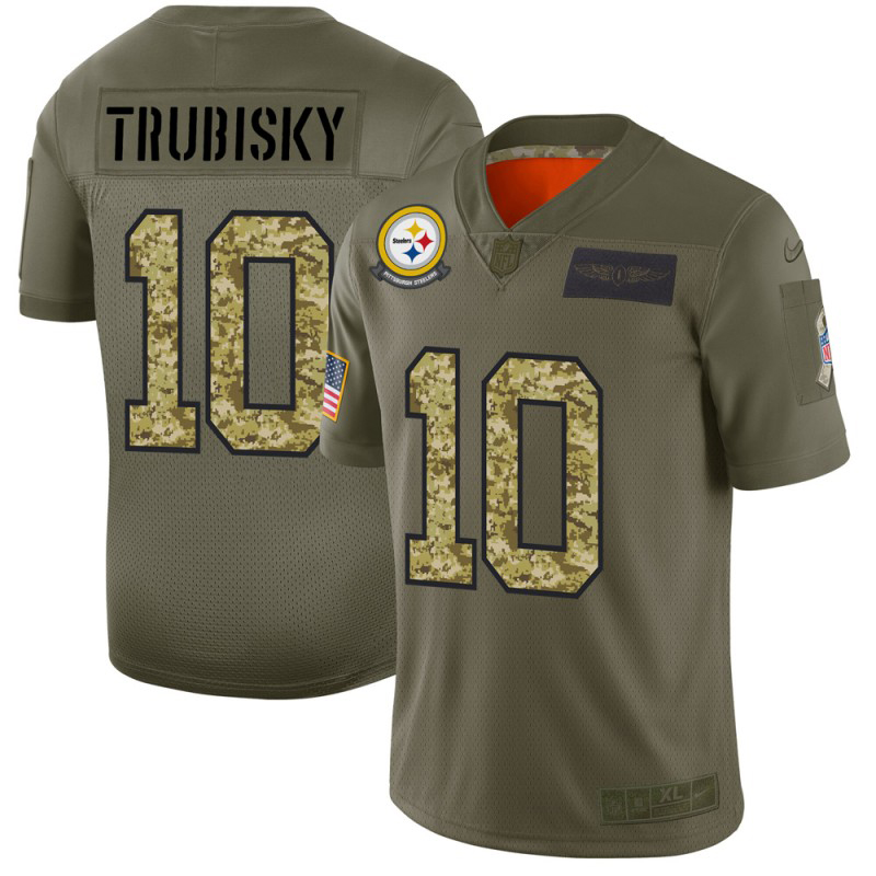 Pittsburgh Steelers #10 Mitchell Trubisky Men's 2019 Olive Camo Salute To Service Limited Jersey cheap jerseys for sale - CheapJerseys.Shop