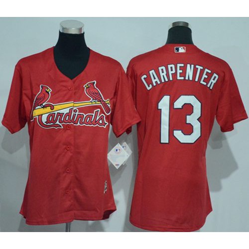 St.Louis Cardinals #13 Matt Carpenter Red Women's Alternate Stitched Jersey Womens cheap jerseys for sale - CheapJerseys.Shop